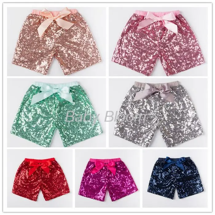 Toddler Kids Girl Sequins Shorts Tie Bow Elastic Waist Trousers 1-6Y kids shorts kids trousers