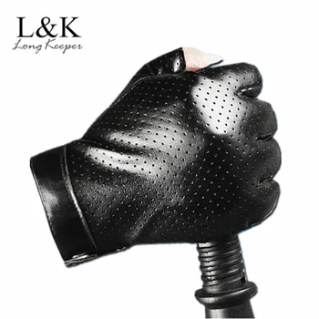 

LongKeeper PU Leather Gloves Half Finger Fingerless Stage Punk Driving Sports Gloves Non-Slip Breathable Luvas for Men Women