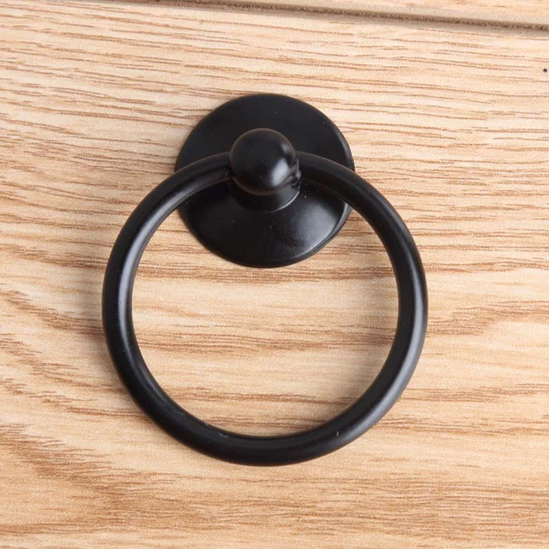 Modern simple black shaky drop rings drawer shoe cabinet knobs pulls antique dresser kitchen door handles | Обустройство дома