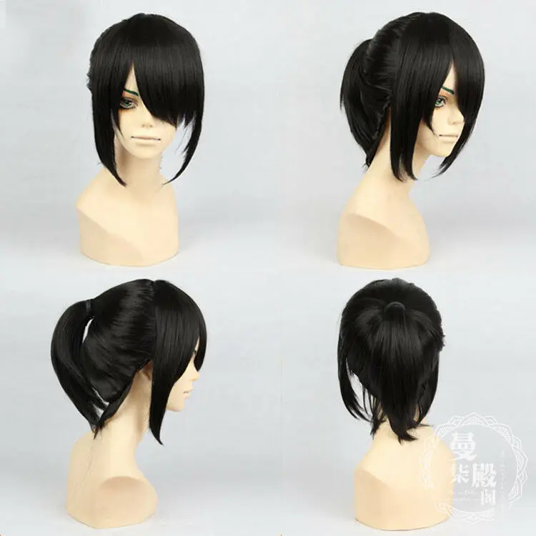 Мужской парик для косплея Dororo Hyakkimaru длинный прямой конский хвост черный волос