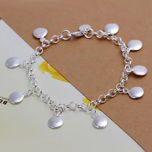 

H161 925 plating silver bracelet, 925 plating silver fashion jewelry Round Beans Pendant Bracelet /aegaivna avlajmsa
