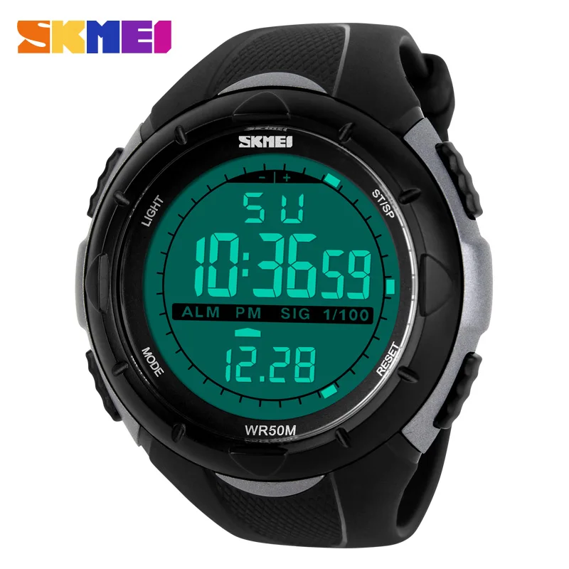 SKMEI бренд 1025 светодиодный цифровые мужские военные часы мужские спортивные часы 5ATM для плавания и альпинизма модные уличные повседневные мужские наручные часы