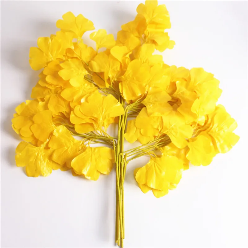 Листья гинкго билоба из пяти веток Maidenhair 12 шт. 60 см листья искусственных шелковых