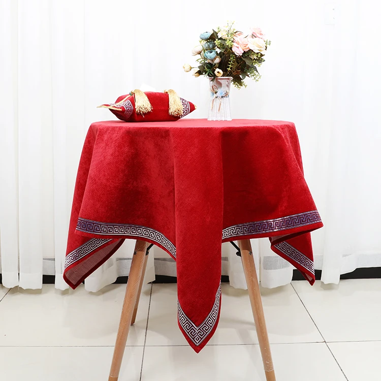 Высококачественная кружевная бархатная круглая скатерть, декоративная Рождественская китайская скатерть для круглого стола, роскошный защитный коврик для стола