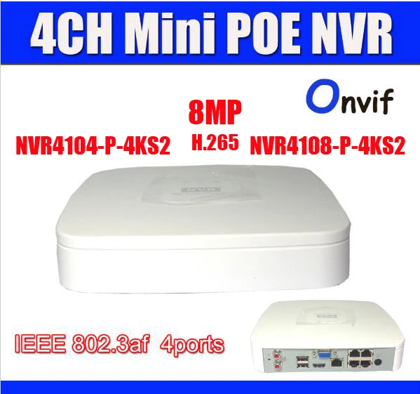 Мини 4CH 8CH NVR 4 POE порт NVR4104-P-4KS2 NVR4108-P-4KS2 до 8mp 4K& H.265 заменить NVR4104-P NVR4108-P для cctv ip камера