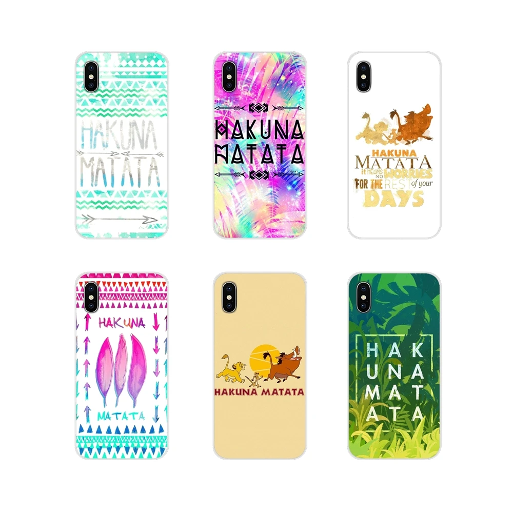 

For Apple iPhone X XR XS MAX 4 4S 5 5S 5C SE 6 6S 7 8 Plus ipod touch 5 6 Accessories Phone Bag Case hakuna matata The Lion King