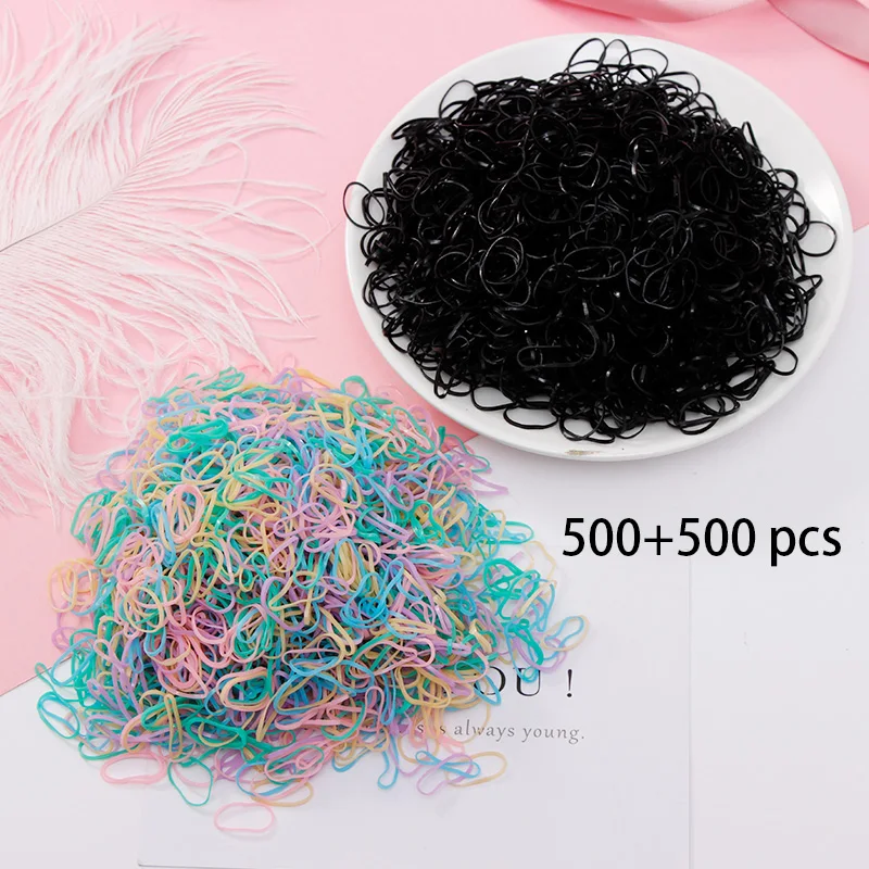 500/1000PCS/Set Girls Disposable TPU Rubber Bands Ponytail Holder Elastic Hair Bands Kids Scrunchie Fashion Hair Accessories