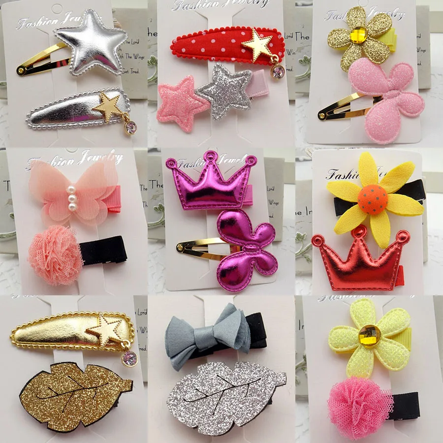 2016 New Clips Set Korean Cute Cartoon Bow Flower Design Baby Hairpins