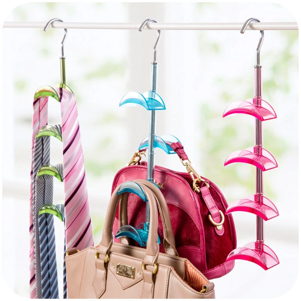 1pc Rotatable 4 Hooks Handbag Hanging Holder Hanger Hook Scarf Shawl
