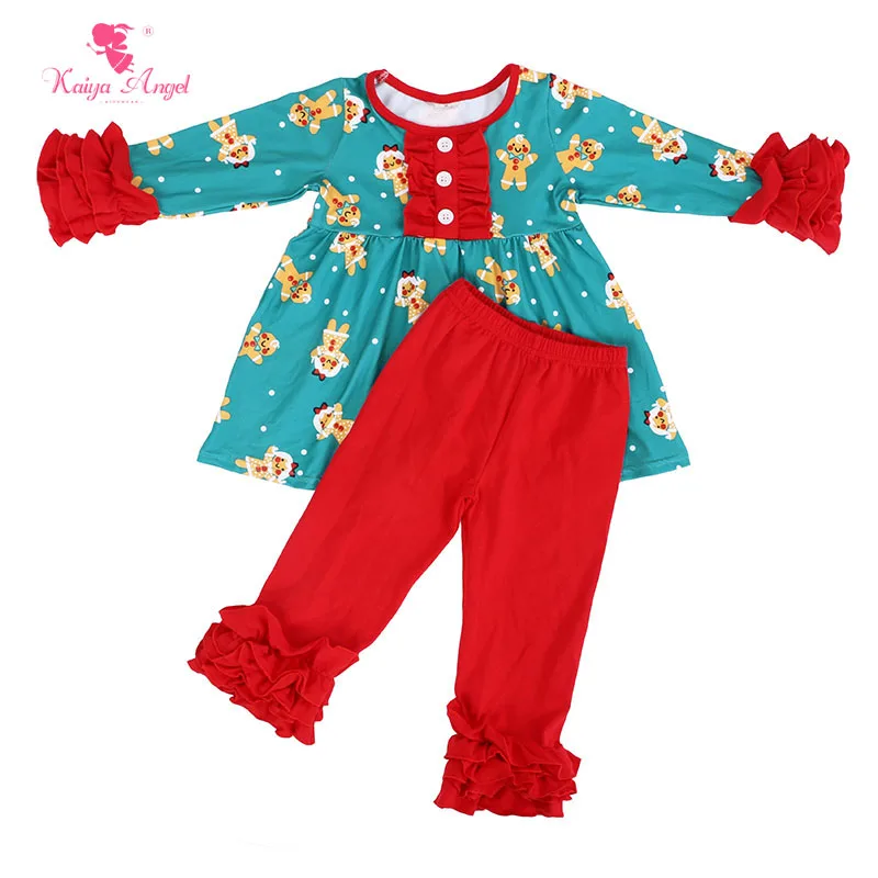 US $75.41 Kaiya Angel Hot Boutique Outfits Christmas Kid Girls Outfits Dress Leggings Red Winter Fall Clothing Set Factory Wholesale