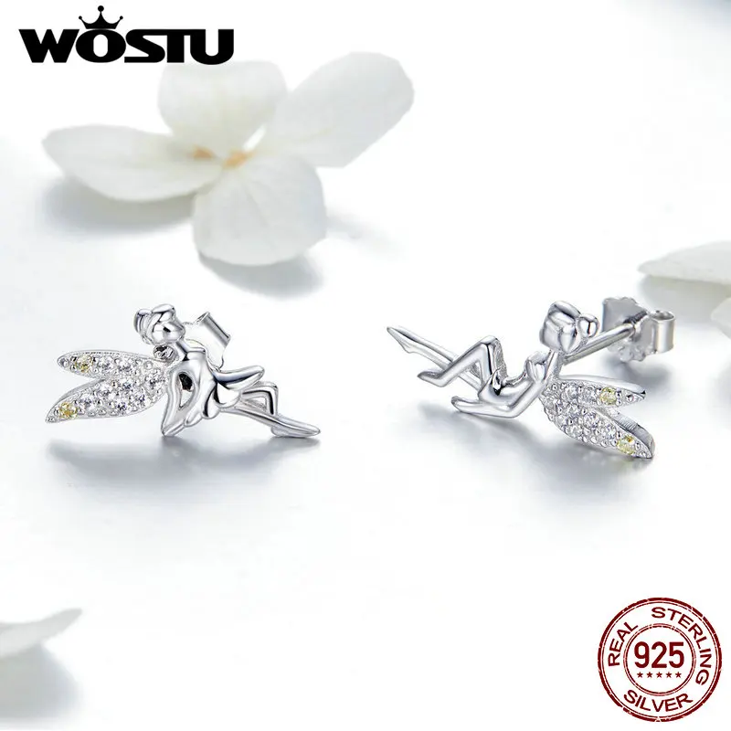 WOSTU 2019 весна и Fairy Elf CZ серьги гвоздики 925 стерлингового серебра для женщин