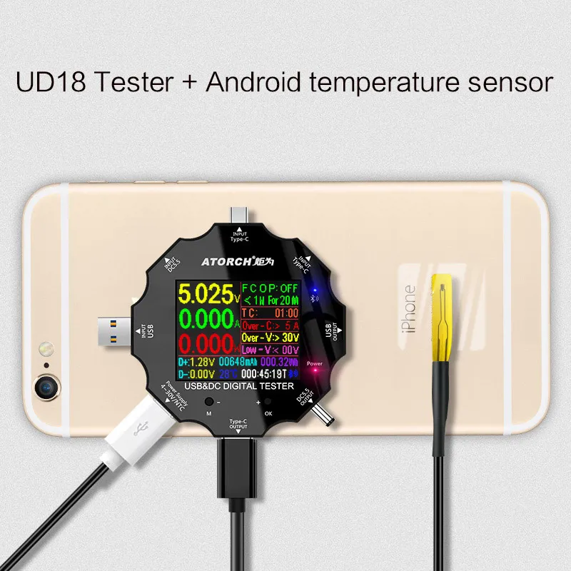 UD18 for APP USB 3.0 Type-C PD DC5.5 5521 Voltmeter ammeter