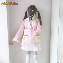 Magic Girl Милая женская осенняя куртка Лолита светильник розовая Звезда карманы пальто Верхняя одежда с длинными рукавами