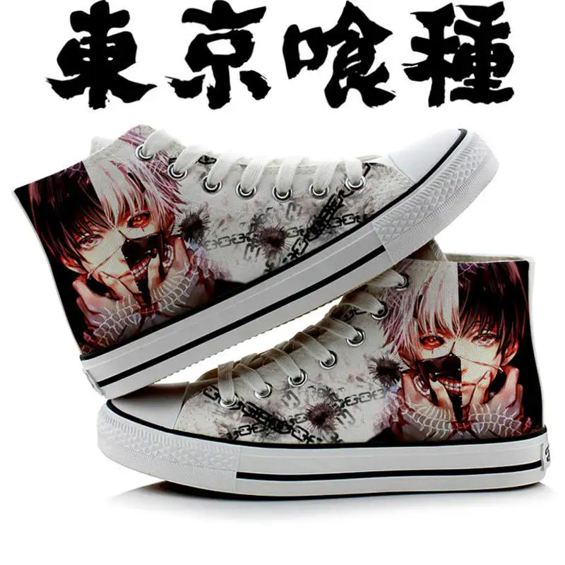 Обувь с принтом аниме «Токийский Гуль» Kaneki Ken; обувь для костюмированной вечеринки для мужчин и женщин; цвет черный, белый; Светящиеся кроссовки унисекс на плоской подошве для влюбленных - Цвет: 12