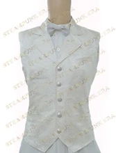 Halloween Costume Gentle White Jacquard Cloth Single Breasted Victorian Steampunk Waistcoat