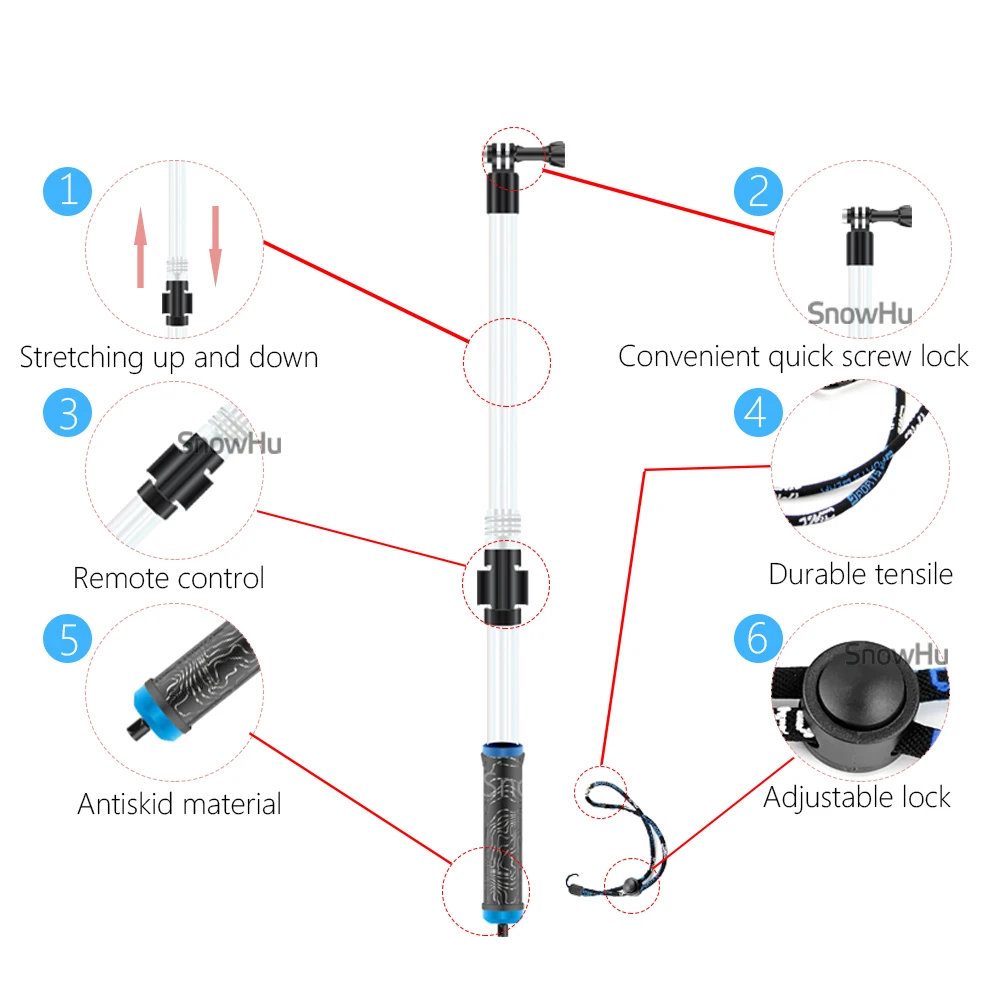 Аксессуары snowhu для GoPro 62 см водонепроницаемый Дайвинг удлинитель+ wifi Пульт дистанционного управления для Go pro Hero 8 7 6 5 4 3 XiaomiYi GP239