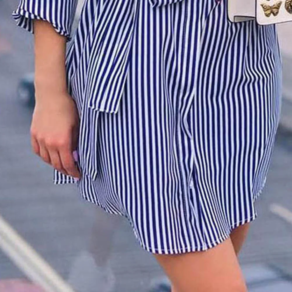 Vestidos verano 2018 осеннее платье для женщин Повседневное Полосатое с длинным рукавом и