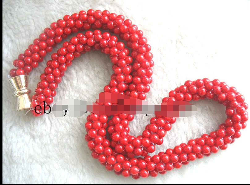 

Free Shipping Hot sale >>>>>coral red round handcraft necklace 18" nature