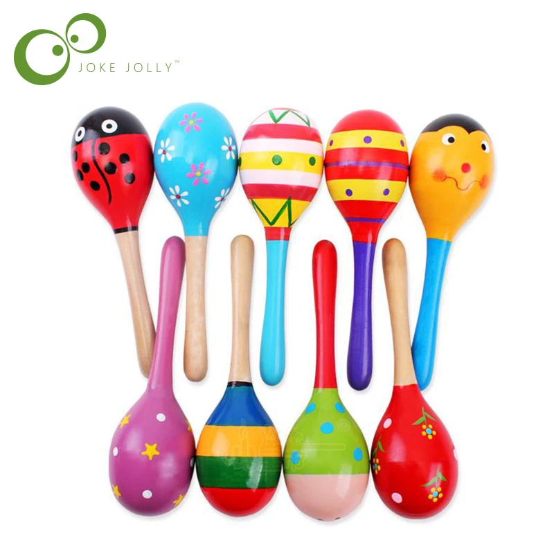 

1pc Baby Kid Wooden Ball Toy Sand Hammer Rattle Musical Instrument Percussion Infant GYH