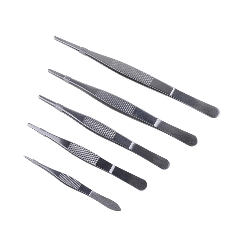 5 Pieces/Set Stainless Steel Precision Long Straight Forceps Tweezers