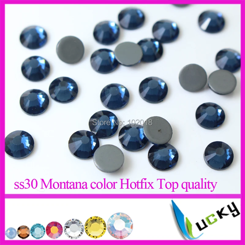 

Top quality DMC Rhinestones!288pcs Montana color Hot-fix Flat back Crystal strass copy swarov 2038 for Motif Glitter