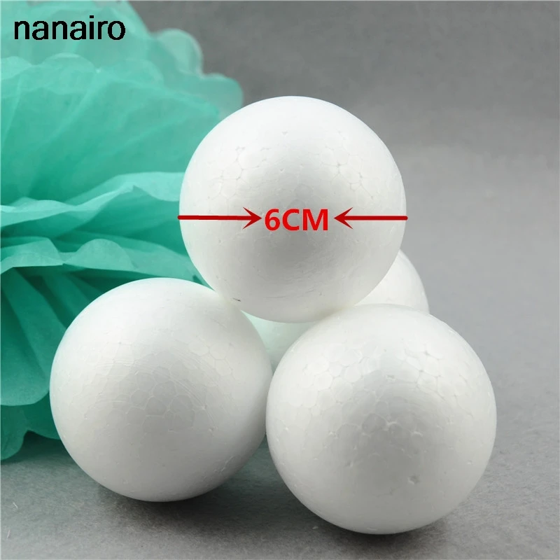 

20PCS/Lot 6CM White Modelling Polystyrene Styrofoam Foam Ball Spheres For New DIY Crafts Supplies Christmas Party Decoration