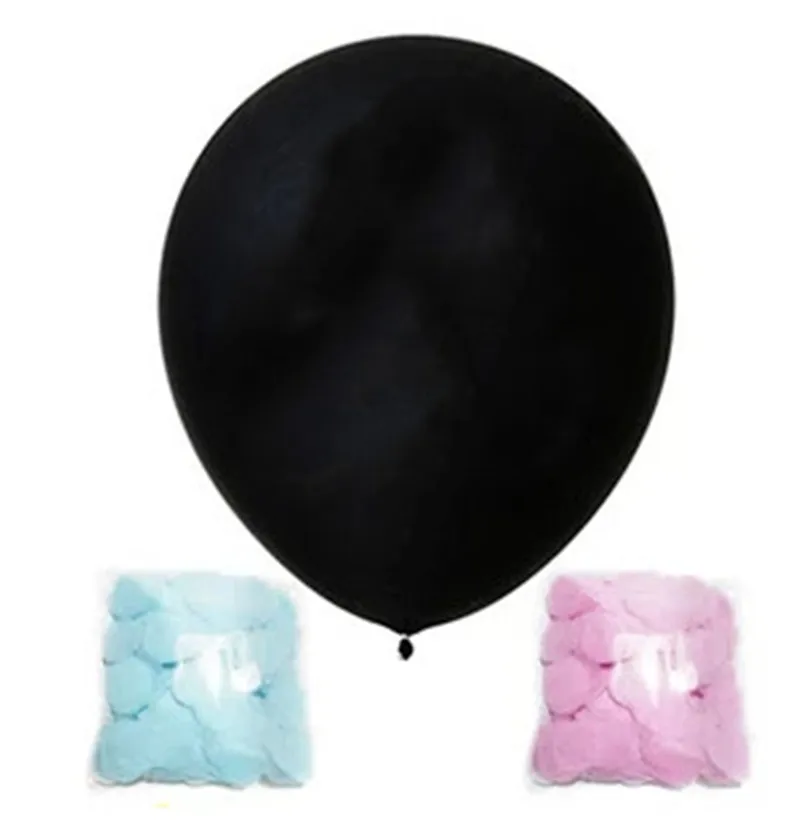 

36 inch Black Round Confetti Latex Balloon Boy or Girl Gender Reveal Party Balloon Giant balloon with pink blue gold confetti