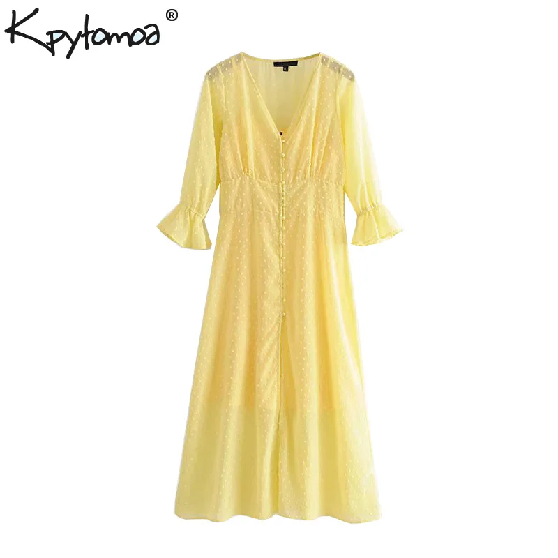 

Vintage Sweet Two Pieces Set Ruffles Chiffon Midi Dress Women 2019 Fashion Three Quarter Sleeves Dresses Casual Vestidos Mujer