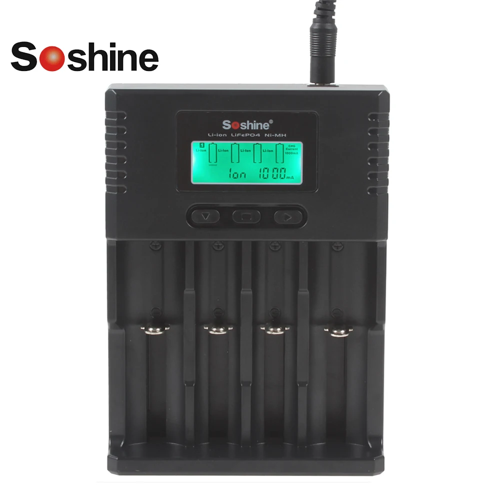 Soshine H4 4 Slots Universal Battery Charger LCD Display for Lithium Li ...