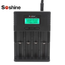 Soshine H4 4 Slots Universal Battery Charger LCD Display for Lithium Li-ion Ni-MH LiFePO4 Rechargeable Battery + Car Charger