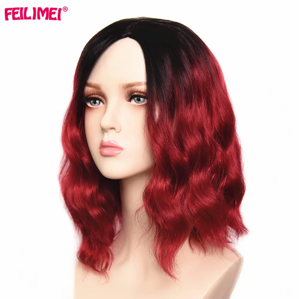 Feilimei синтетические розовые красные парики термостойкие волосы для черных женщин 1" длинные волнистые женские парики для косплея Омбре