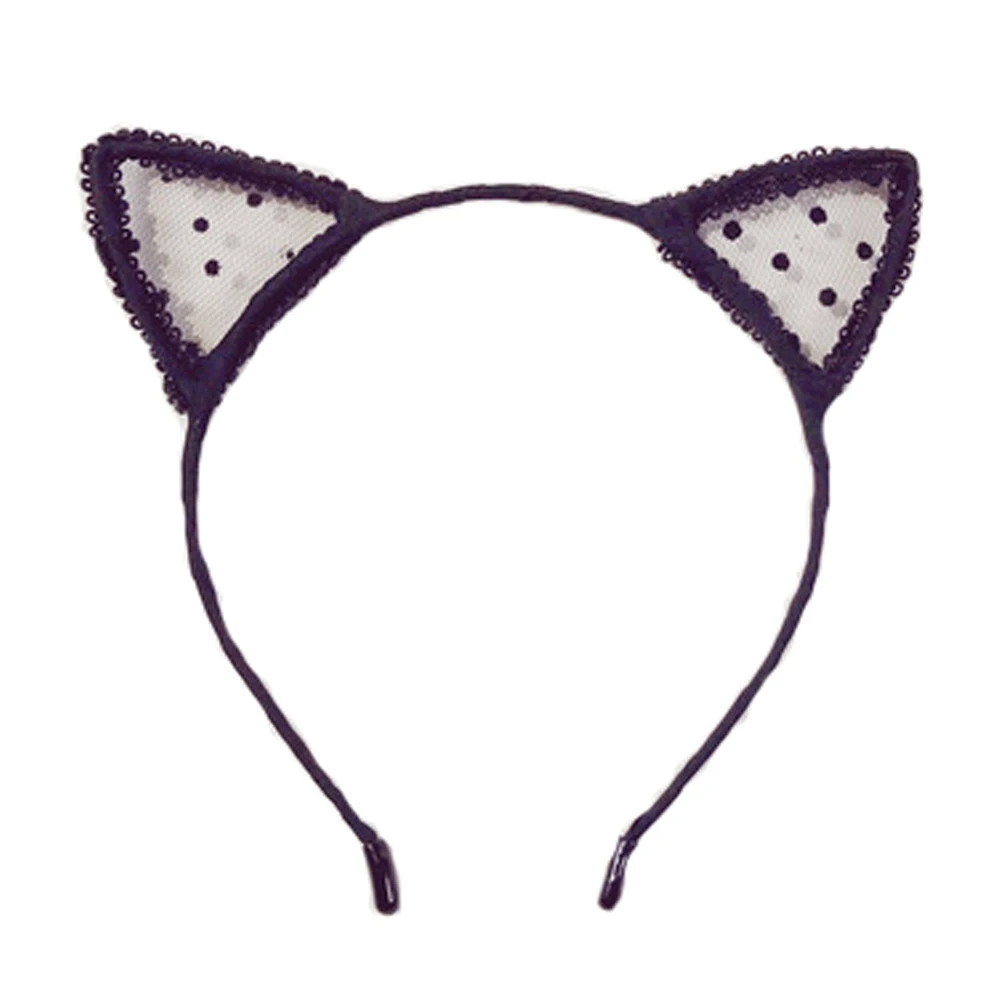 1PCS Black White Lace Headband For Women Girls Cat Ears Dance Party Hairbands Sexy Lady Fashion Hair Accessories ladies headband