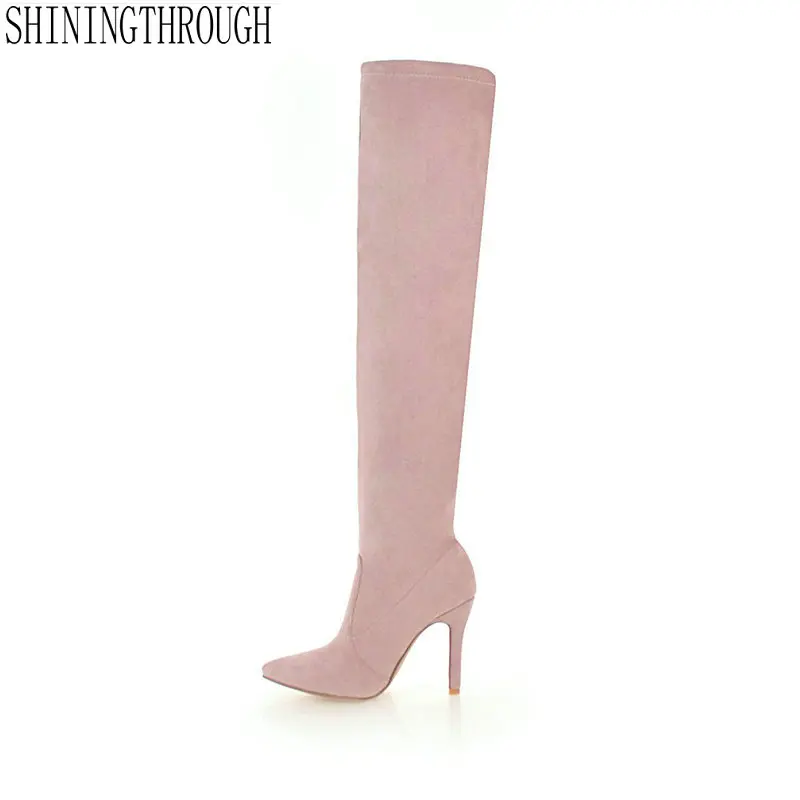 

New Spring/Autumn Women Over The Knee High Boots Fashion Women Shoes 9cm High Heel Pointed Toe Ladies Boots Size 34-43