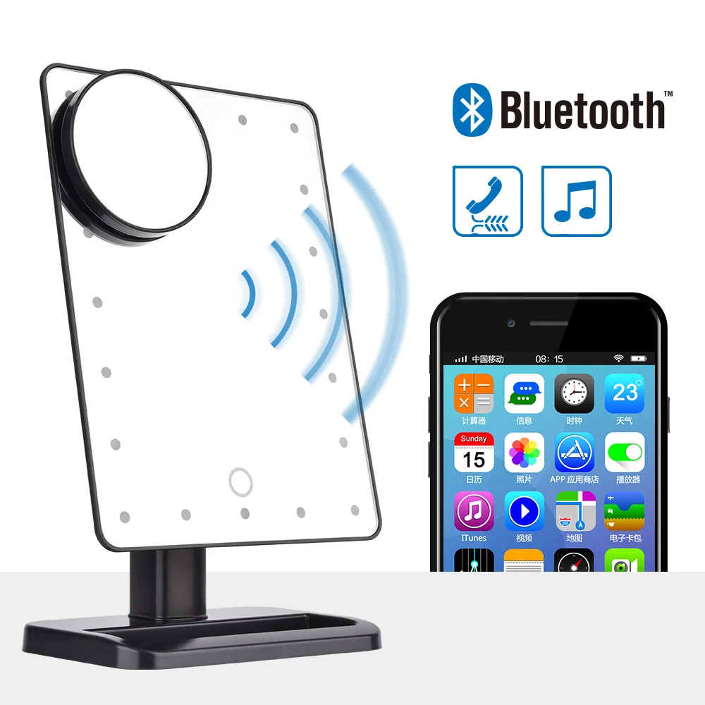 

New Arrival 10x Magnifying LED Light Makeup Mirror Bluetooth Speaker Comestic Vanity Mirror USB Charging with 10x Magnification