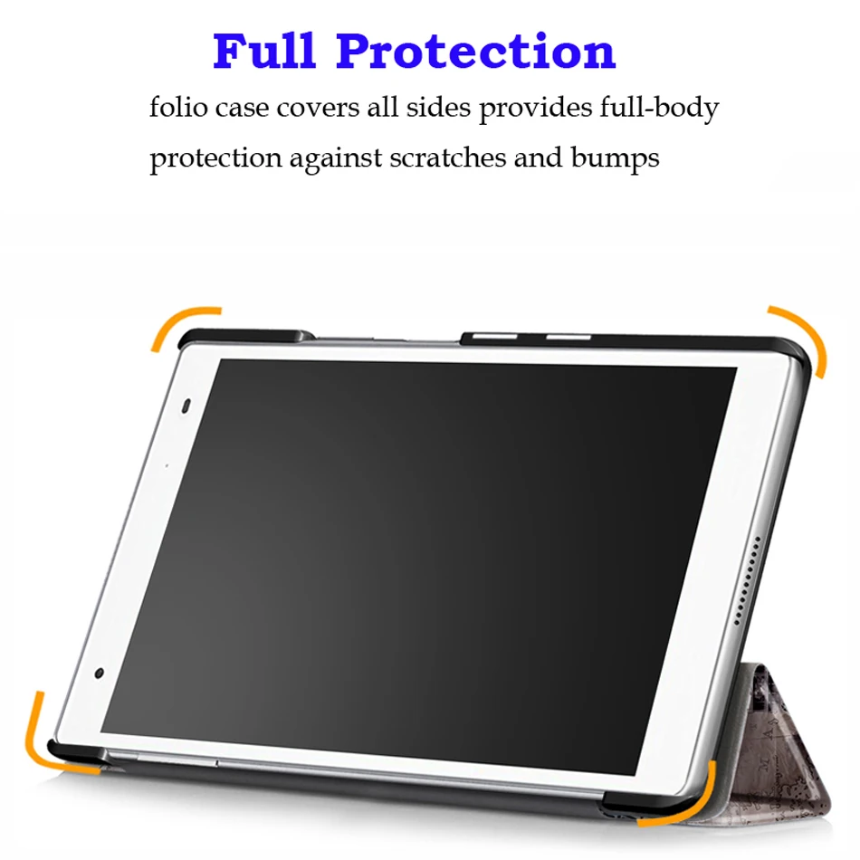 Slim Magnetic Folding Case Cover for Lenovo Tab4 tab 4 8 plus tb-8704X TB-8704F/N Tablet Protective Cover+Film+Stylus Pen