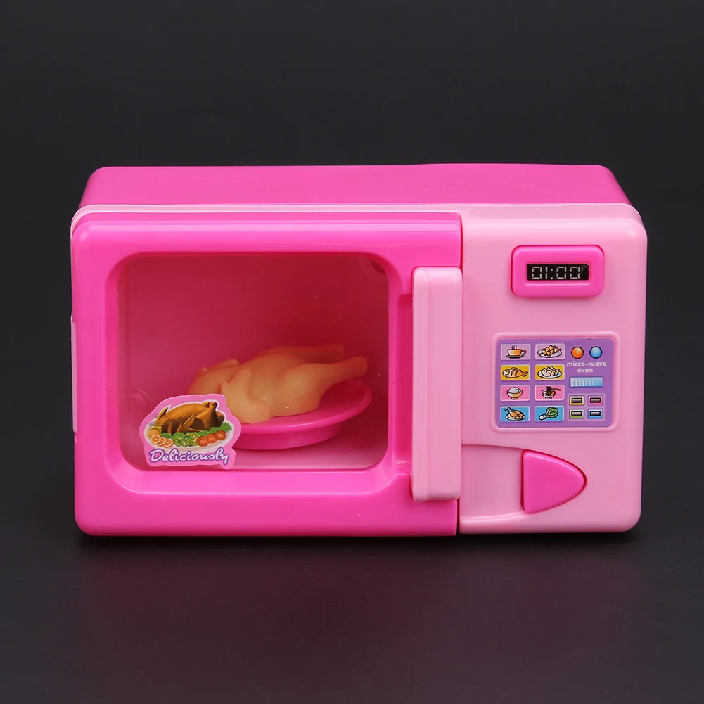 Mini Microwave Oven Dolls House Toys for Play Toys- Pink