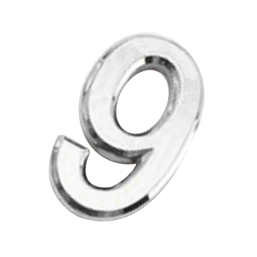 9pcs Modern Digit Door Number ABS Plastic Self-Adhesive 1-9 House Numbers House Address Sign Plate for Home Hotel Cafe- Silver