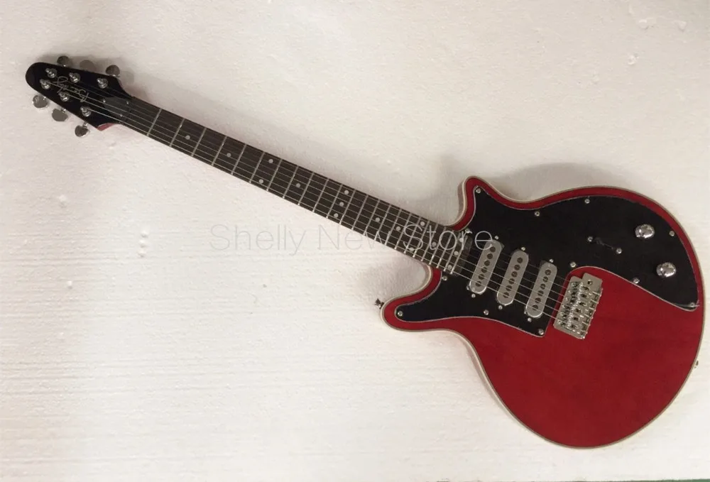 

Shelly new store factory custom red Brian may guitar 3 pickups bill nvlay white binding electric guitar musical instruments shop