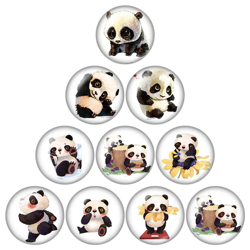 

New Lovely Cartoon Animals mixed 10pcs 12mm/18mm/20mm/25mm Round photo glass cabochon demo flat back Making findings