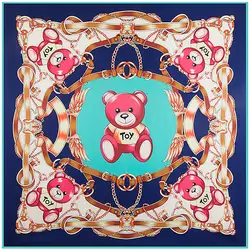 130 см * 130 Высокое качество квадратные шарфы большого размера Саржевые платки, Элитный бренд игрушки цепь "медведь" печати Шелковый шарф для