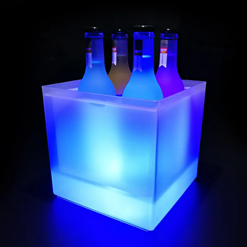 

2019 Transparent Ice Bucket LED Light Square Test Tube Wine Champagne Cocktail Barrel Durable Wine Cooler Beer Chiller