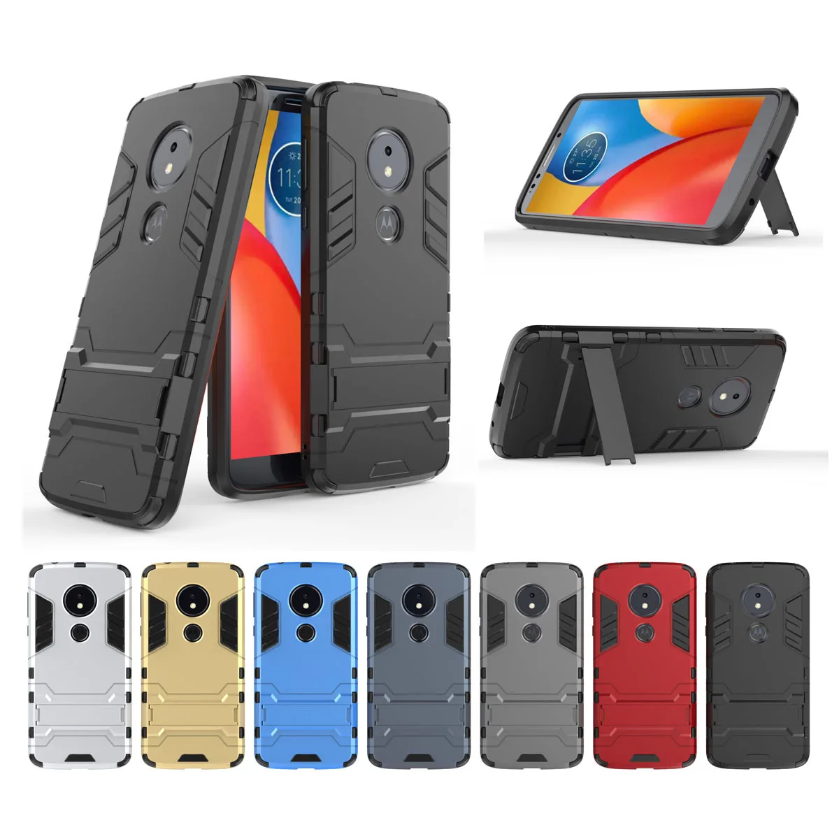 

Rugged Armor Phone Case For Moto E5 E5plus G6 G6Plus X4 Motorola 2in1 Rubber Anti fall Shockproof Stand holder Phone Back Cover