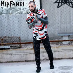 Hipfandi новая камуфляжная футболка Для мужчин Лето 2017 г. удлиненный изогнутые подол Camo уличная хип-хоп хлопок Для мужчин S топы; футболка Homme