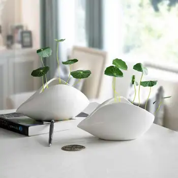 

1pc Ceramic Shell-Like Vase Simple Flower Plant Container Ornaments for Home Office can CSV