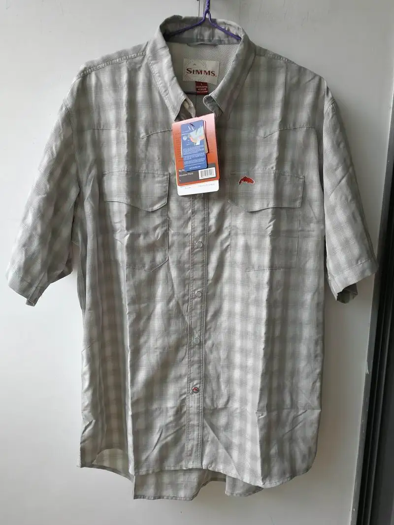 Лето, SI* S, мужская рубашка для рыбалки, SS, дышащая, UPF50, быстросохнущая, впитывает влагу, для рыбалки, клетчатая рубашка, одежда для рыбалки, США Размер M-XL - Цвет: Style D-Boulder Plai