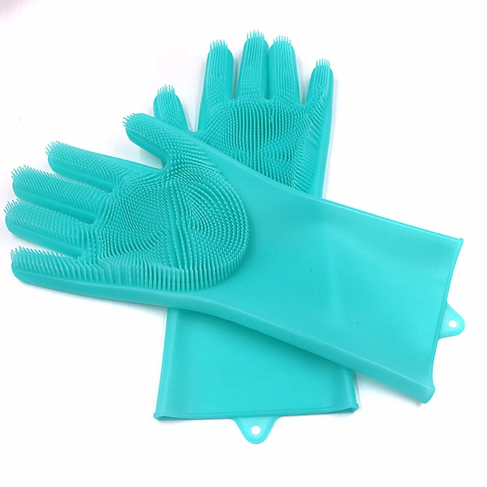 

1 Pair Magic Silicone Dishwashing Gloves Dish Washing Rubber Scrub Gloves Household Cleaning Tools Brush Gloves for Car Pet