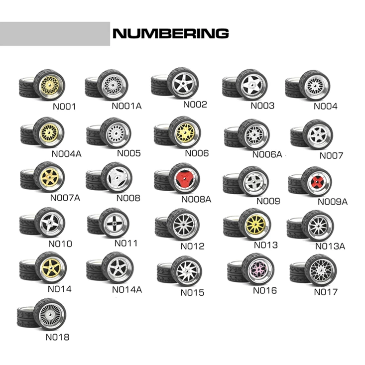 

Car Wheels Tire Modified Vehicle Alloy Car Refit Wheels For 1/64 Cars Suitable For Some Tomica Cars 4 Wheels One Set