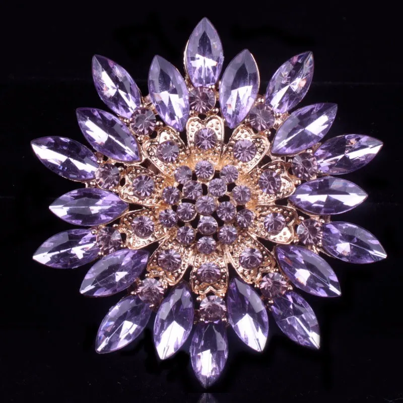 Multi Color Cute Crystal Flower Rhinestone Brooches For Women Fashion Female Party Jewelry Brooches 630022