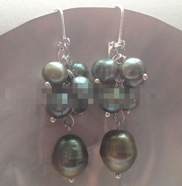 

hot sell new - free shipping 09286 green baroque freshwater pearl earring
