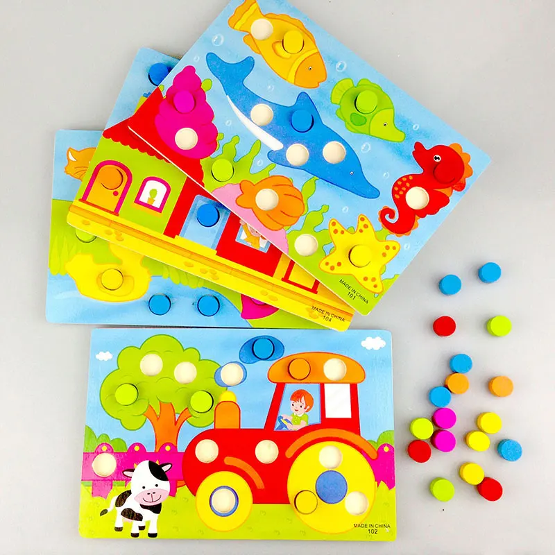 

Color Cognition Board Montessori Educational Toys For Children Wooden Toy Jigsaw Early Learning Color Match Game